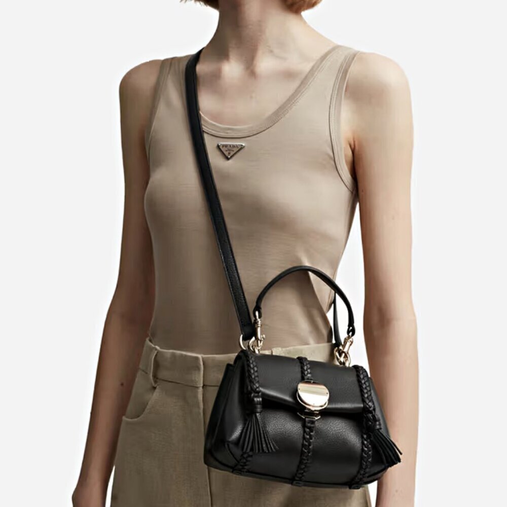 Chloe Penelope Women's Braid Detail Mini Shoulder Bag in Black (MSRP $2,090) - Picture 2 of 11